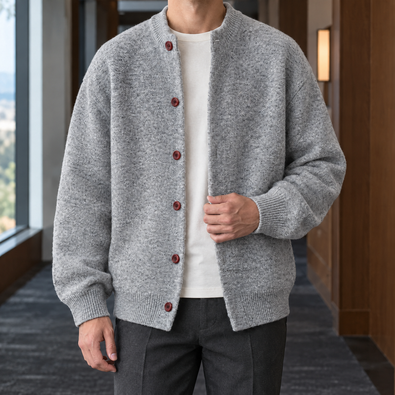 Emilio Relaxed Cardigan - Light Gray