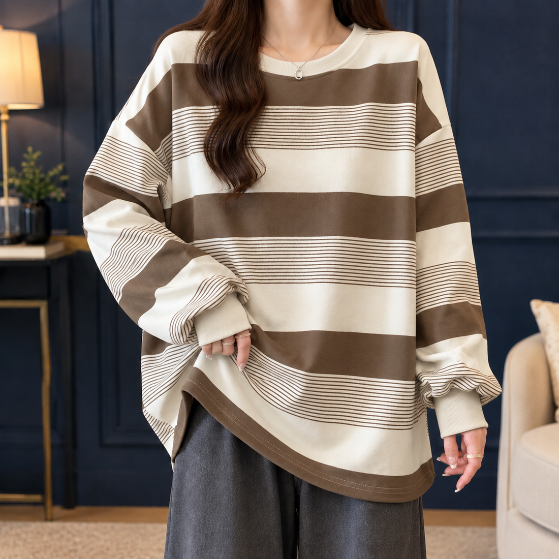 Cecily-Faye Striped Top - Khaki
