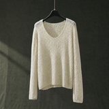 Marlene-Jane Open Knit Sweater - Oatmeal Apricot