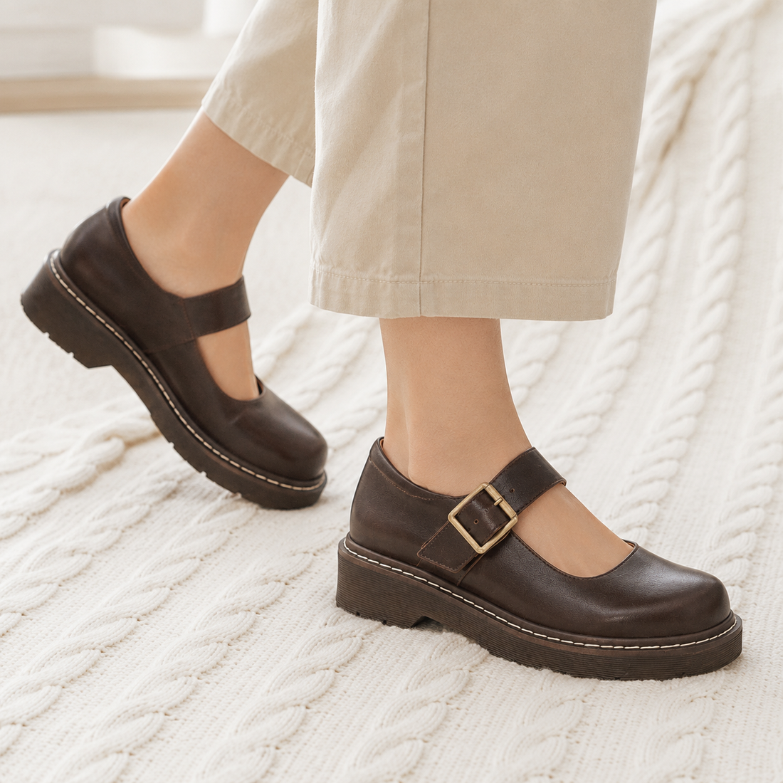 Bertelli Platform Mary Janes - Brown