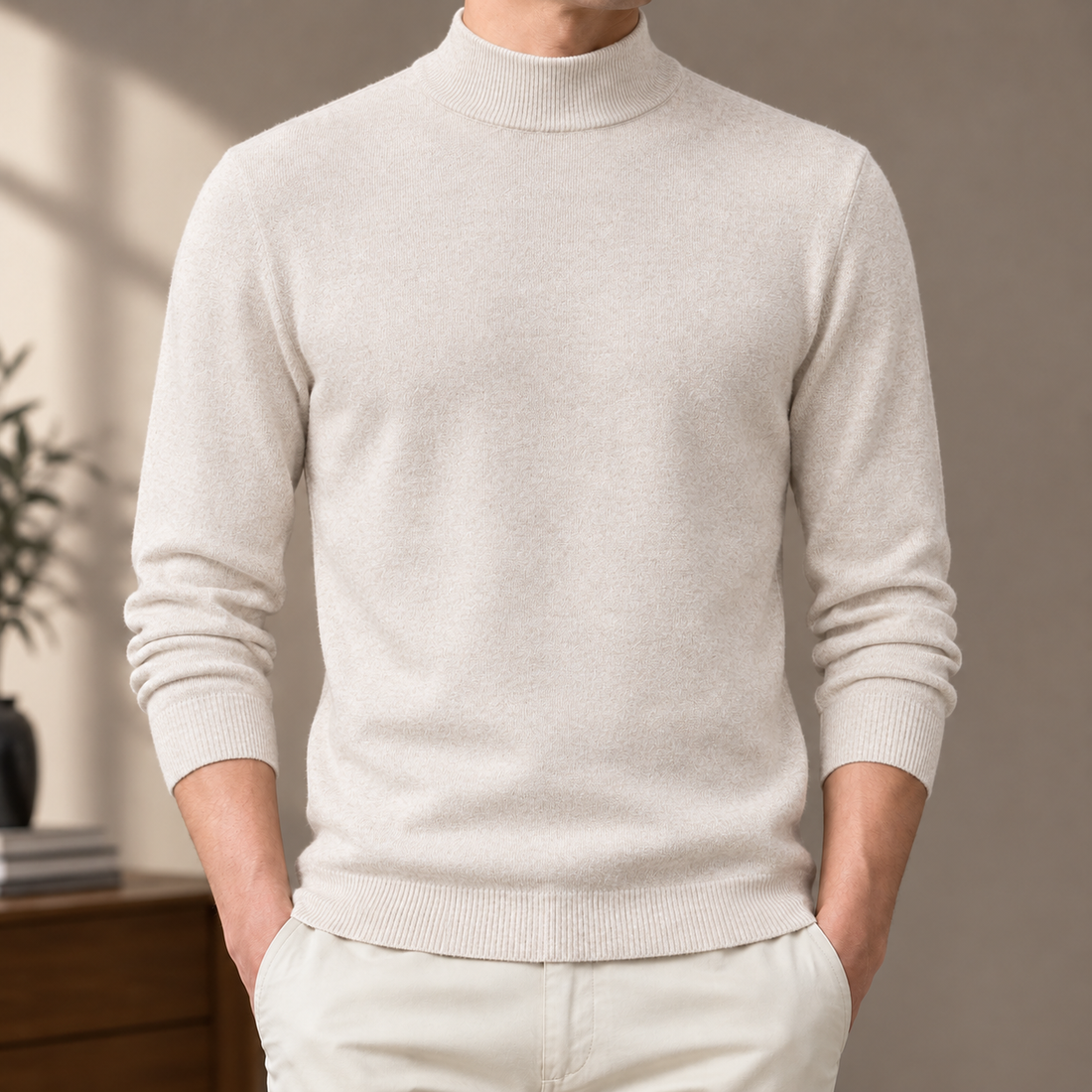 Florian Mock Neck Sweater - Beige