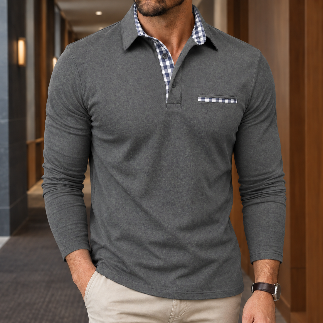 Jay Contrast Polo - Gray