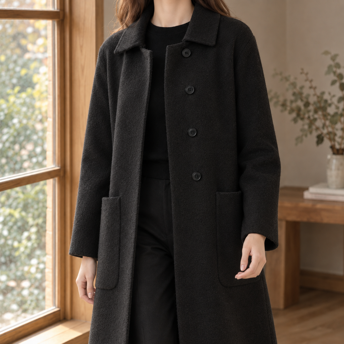 Ameline-Elise Wool Coat - Black