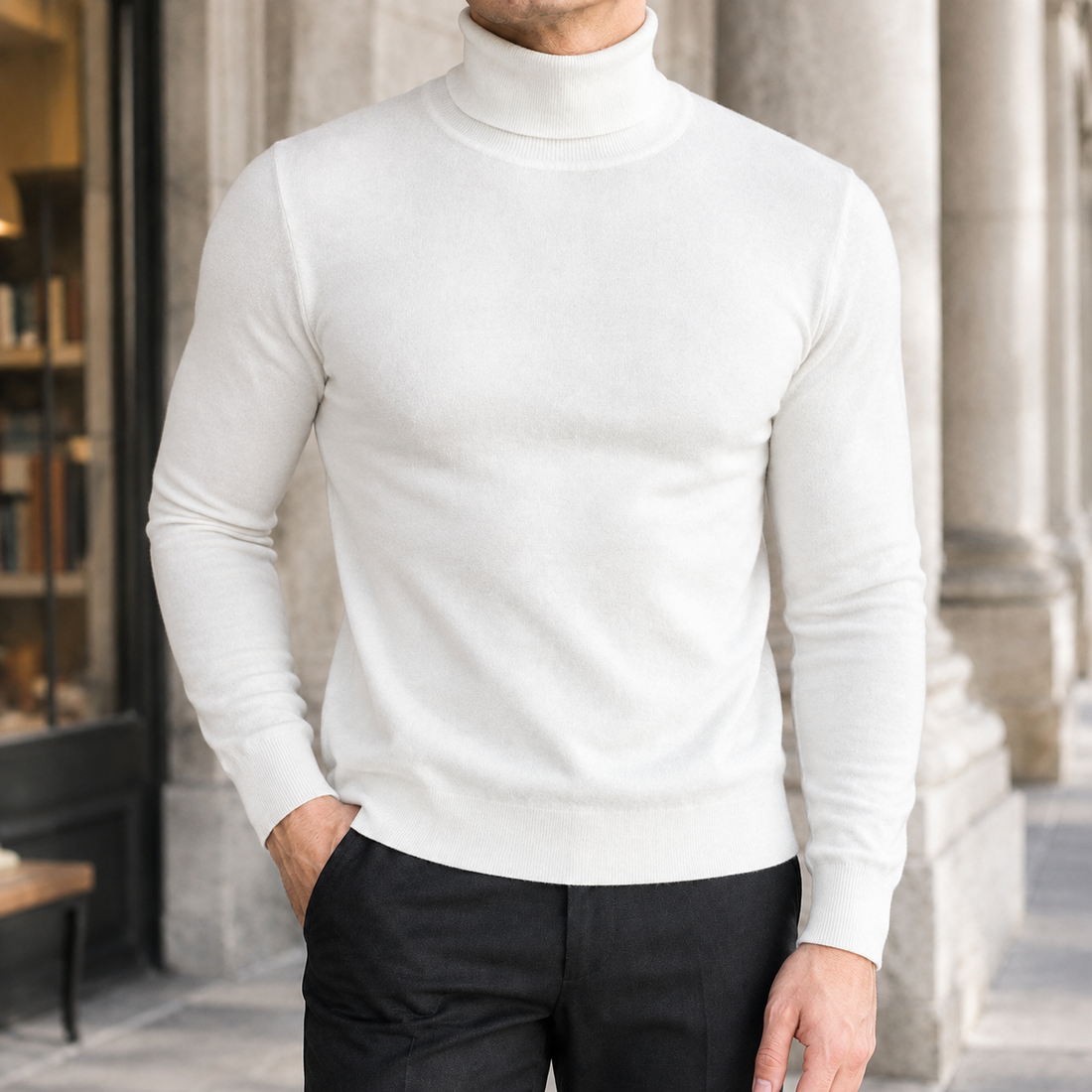 Mason Turtleneck Sweater - White