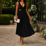 Emilia-Jade Pleated Midi Dress - Black