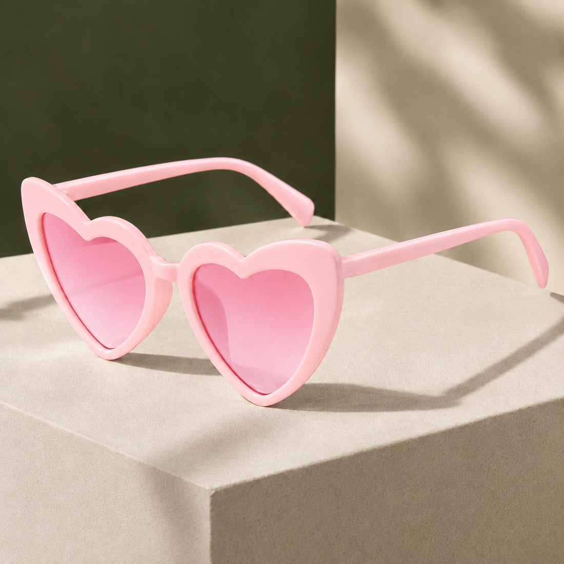 Valentine Heart Sunglasses - Light Pink