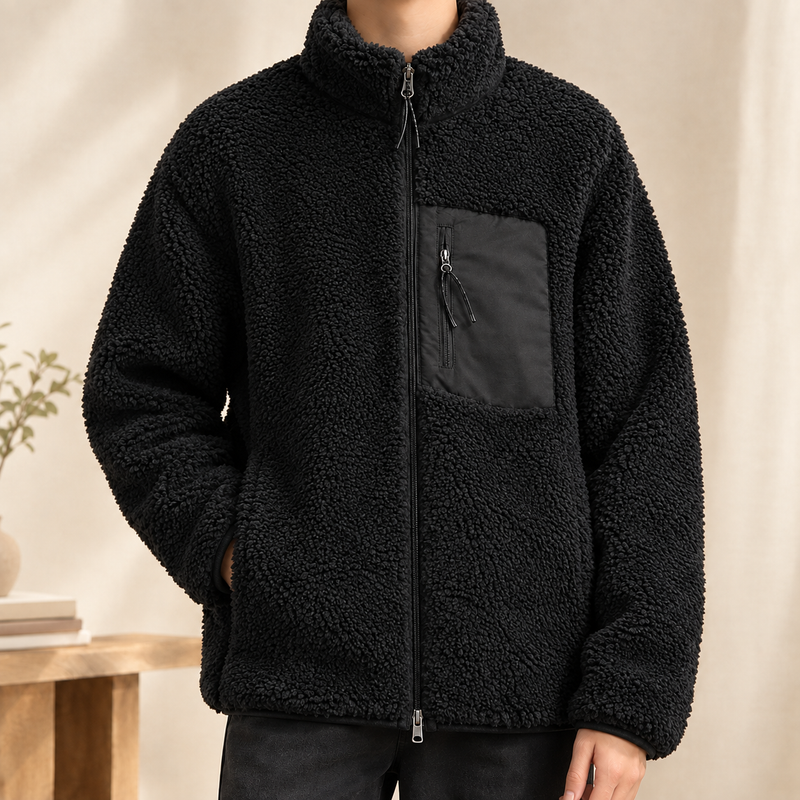 Knox Textured Zip Jacket - Black