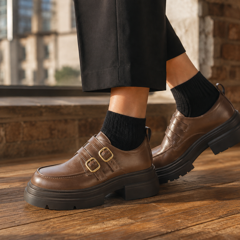 Fornari Double Monk Shoes - Light Brown