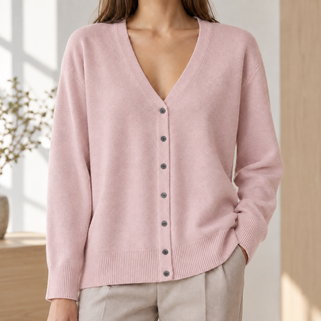 Honoria Button Cardigan - Pink