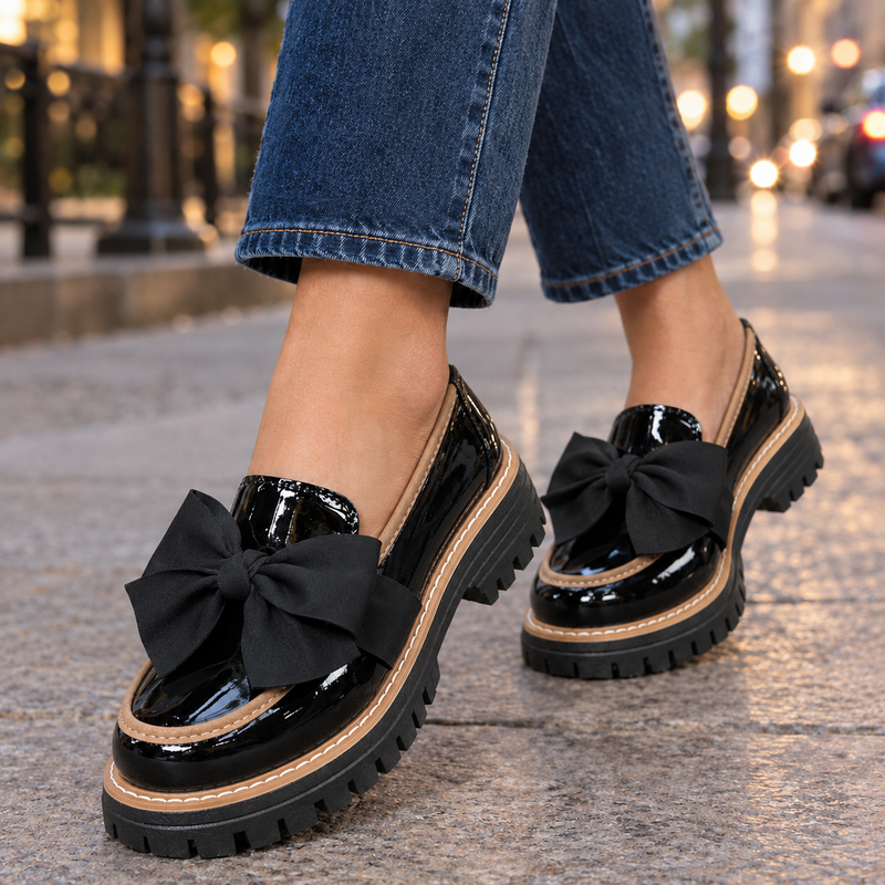 Bembo-Vico Bow Loafers - Black