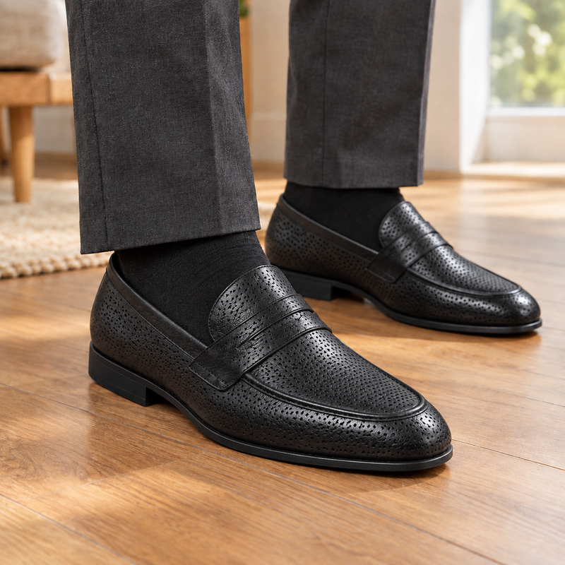 Ordelaffi-Torino Penny Loafers - Black Hollow