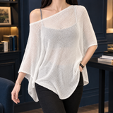 Perpetua Asymmetric Knit Top - White