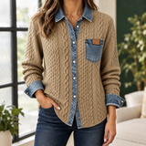 Adrienne-Lane Cable Knit Overshirt - Camel