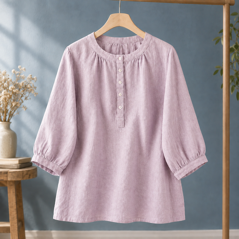 Samantha Gathered Blouse - Light Purple