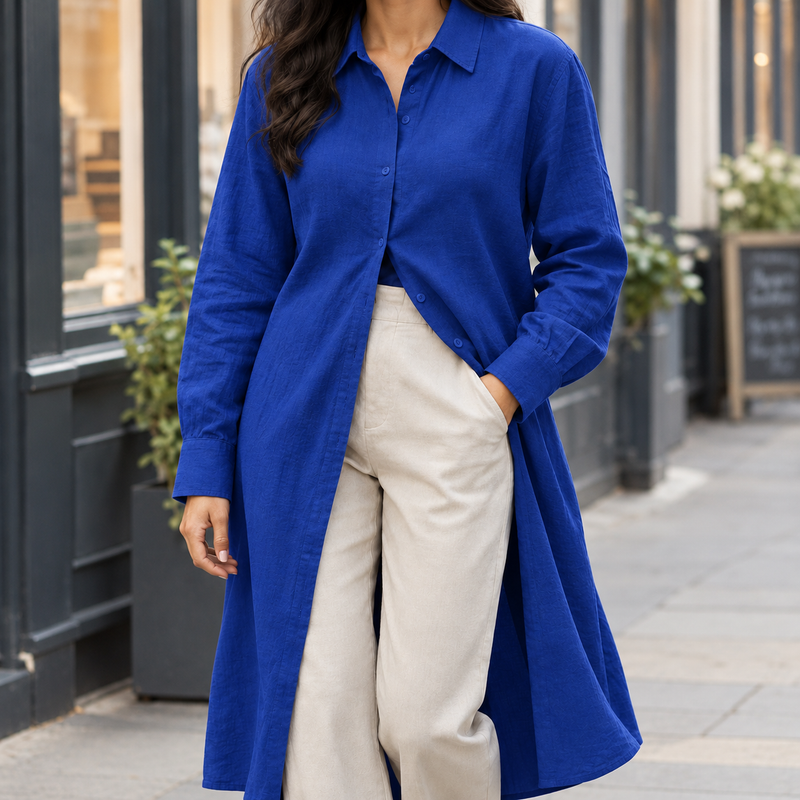 Idalia-Rose Longline Shirt - Blue