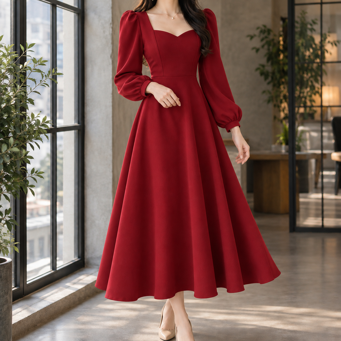 Emmeline A-Line Dress - Red