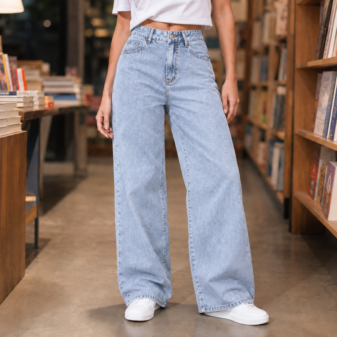 Charlize Wide Leg Jeans - Light Blue