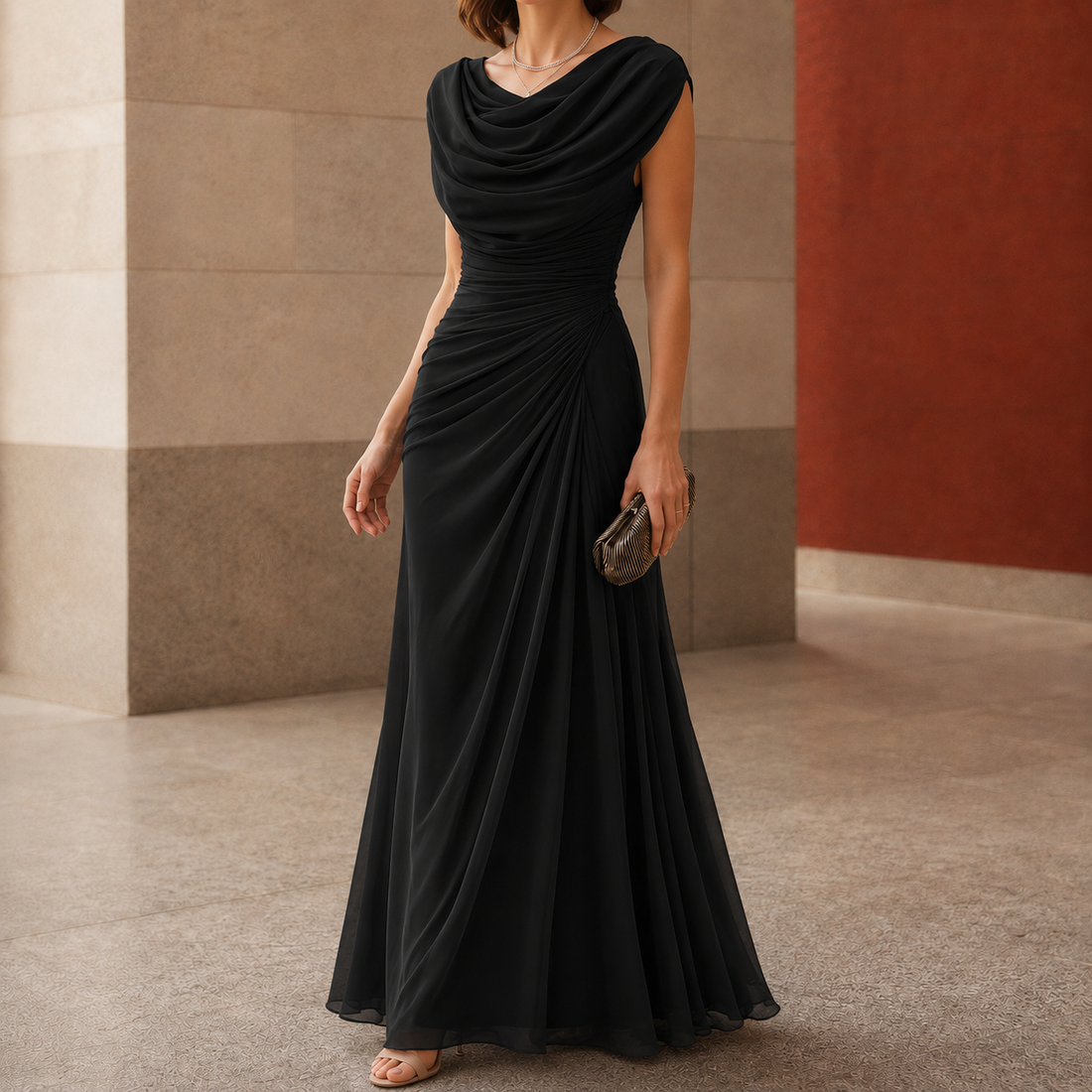 Sylvie-Skye Cowl Maxi Dress - Black