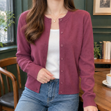 Perla-Rae Fine Knit Cardigan - Plum Pink