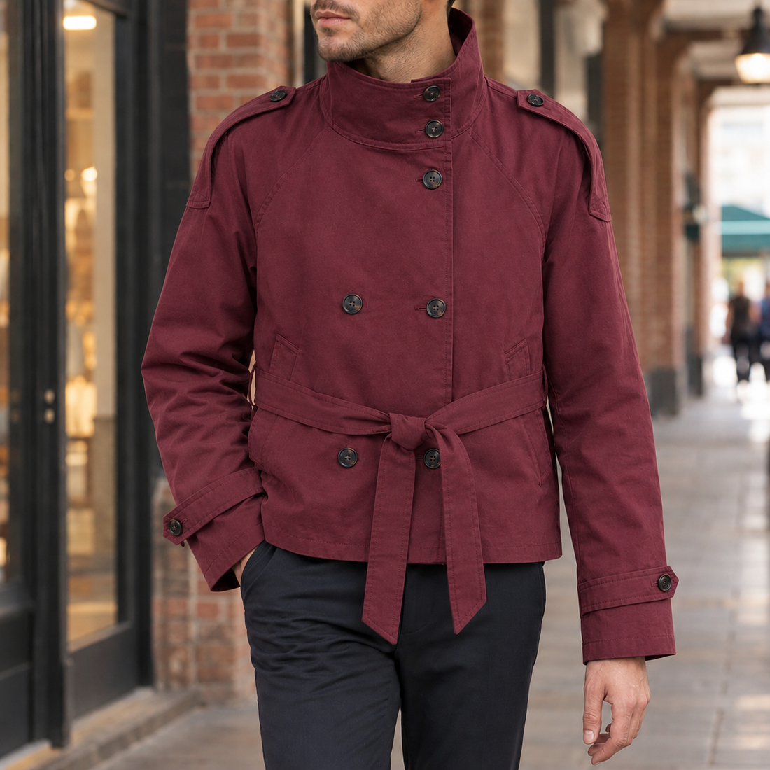 Rodolphe Double Breasted Jacket - Wine Red
