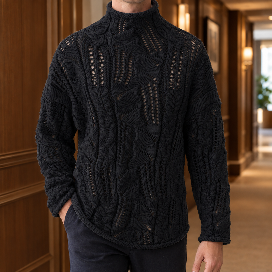 Valentin Openwork Sweater - Black Spot