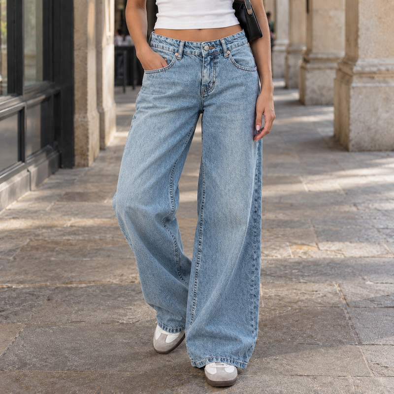Edith-Louise Wide Leg Jeans - Light Blue