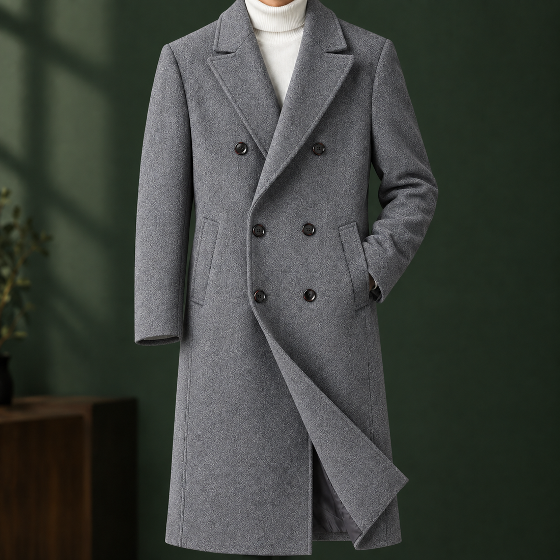 Wilder Double-Breasted Overcoat - Gray
