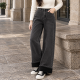 Arletta-Lane Fleece Lined Jeans - Black Gray