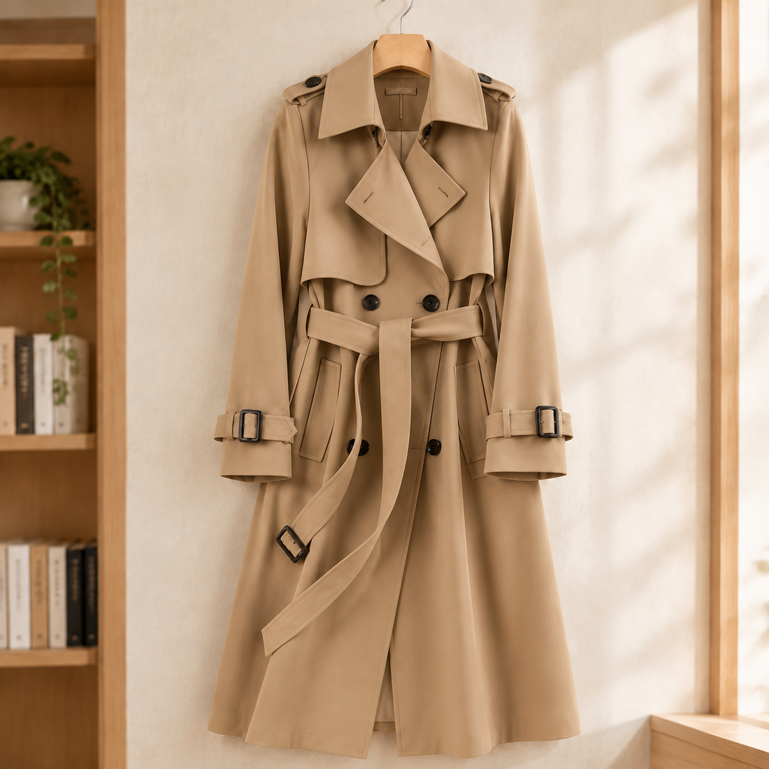 Salome-Sage Belted Trench Jacket - Khaki