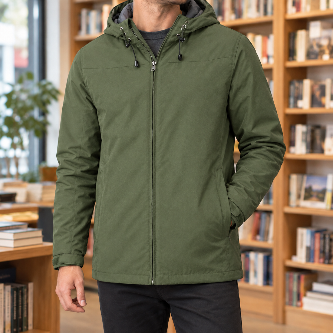 Nathanael Hooded Jacket - Olive Green