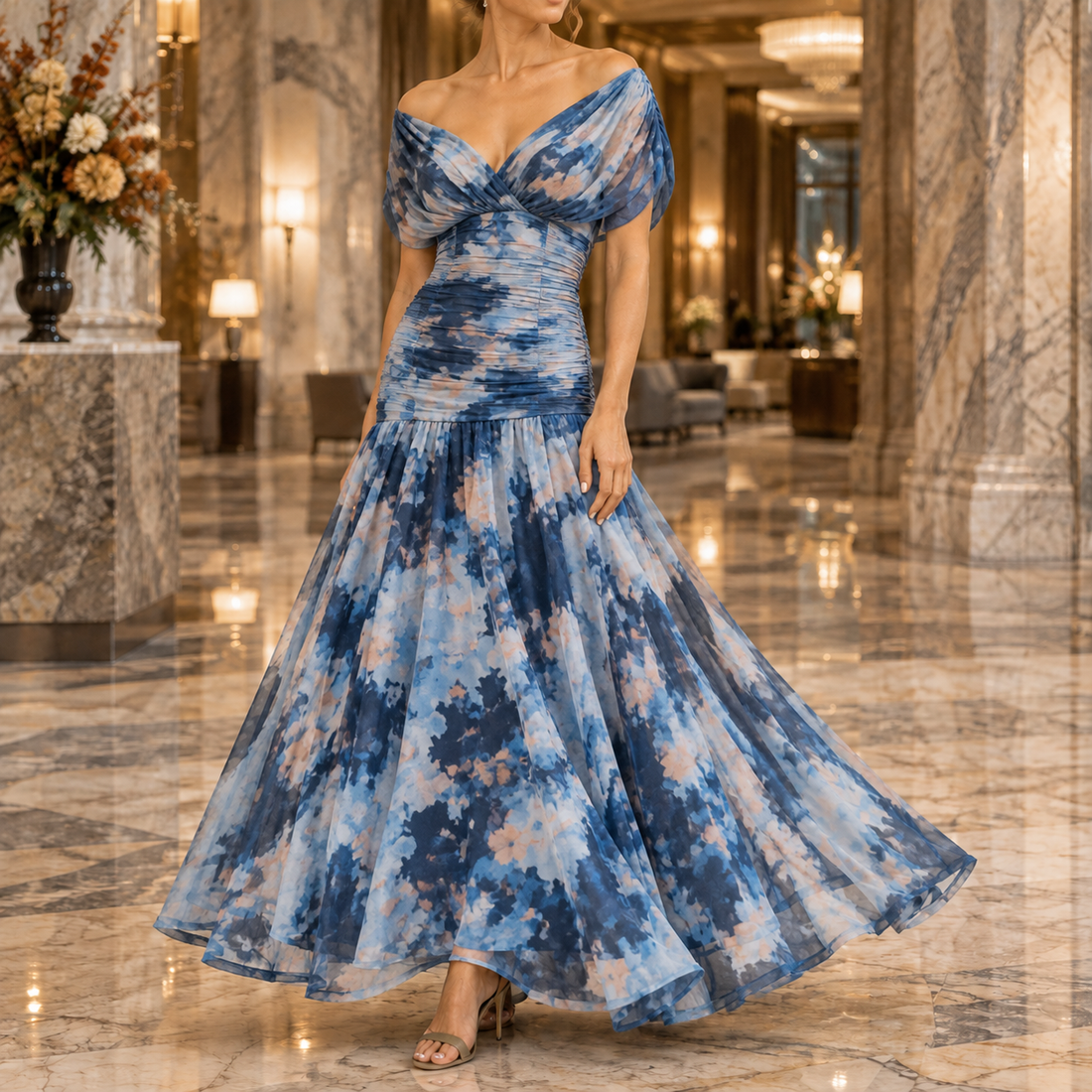 Georgina-Lane Ruched Maxi Dress - As Pictured