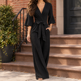 Ariane-Belle Wide Leg Jumpsuit - Black