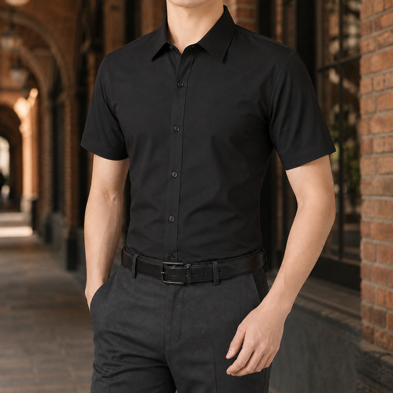 Vidal Slim Shirt - Short Sleeve Shirt Black