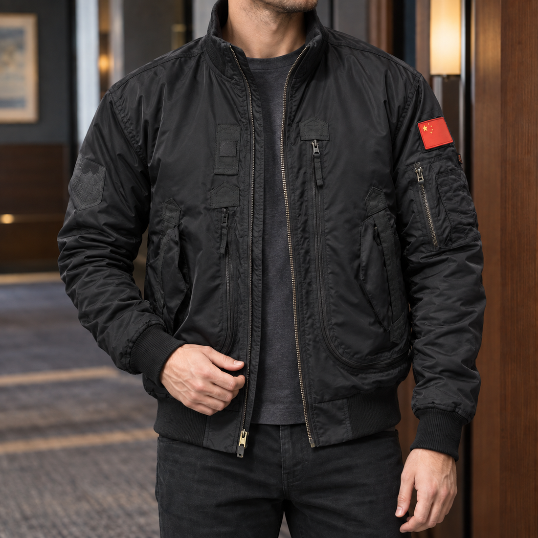 Lewis Pilot Jacket - Black