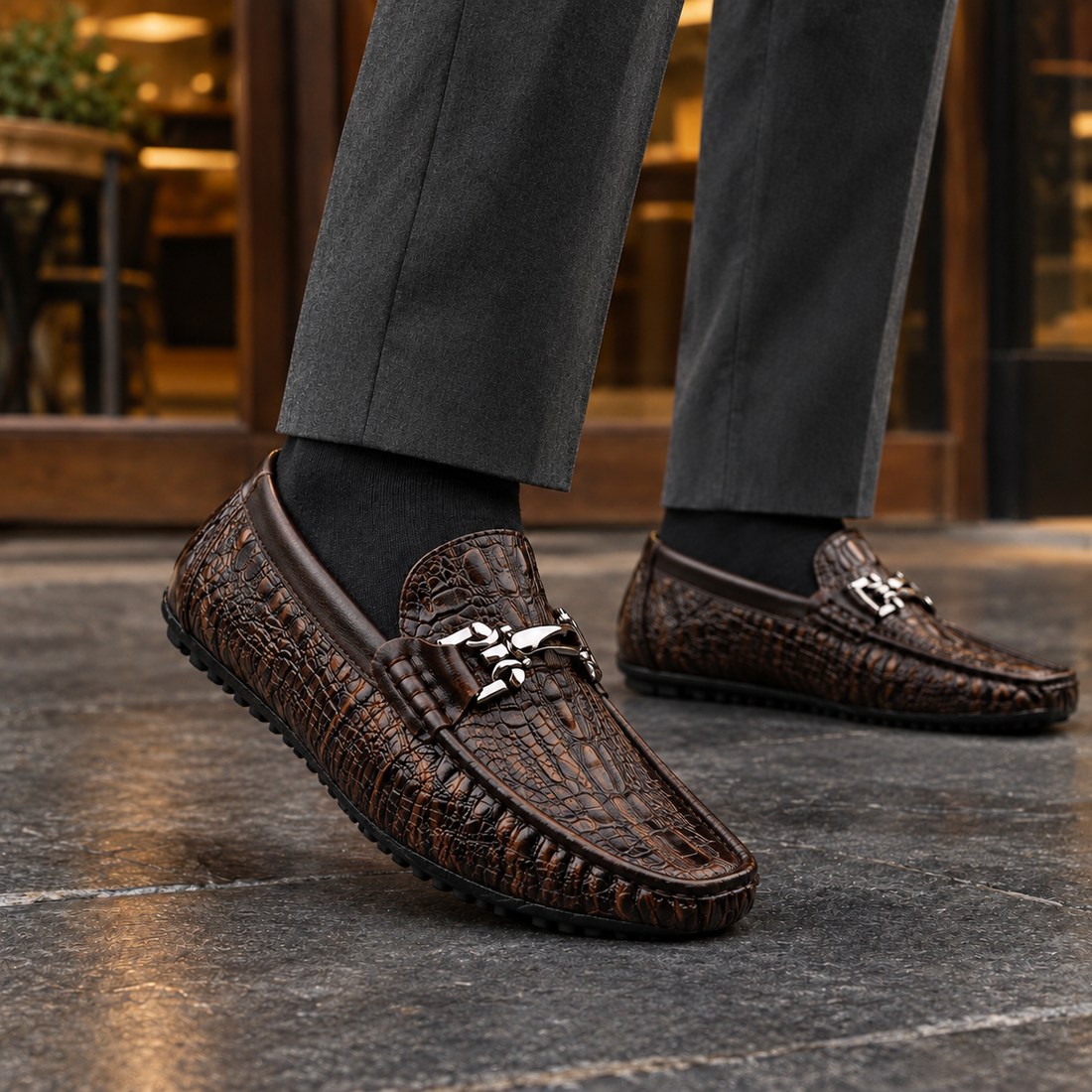 Cassano-Volo Leather Loafers - Coffee