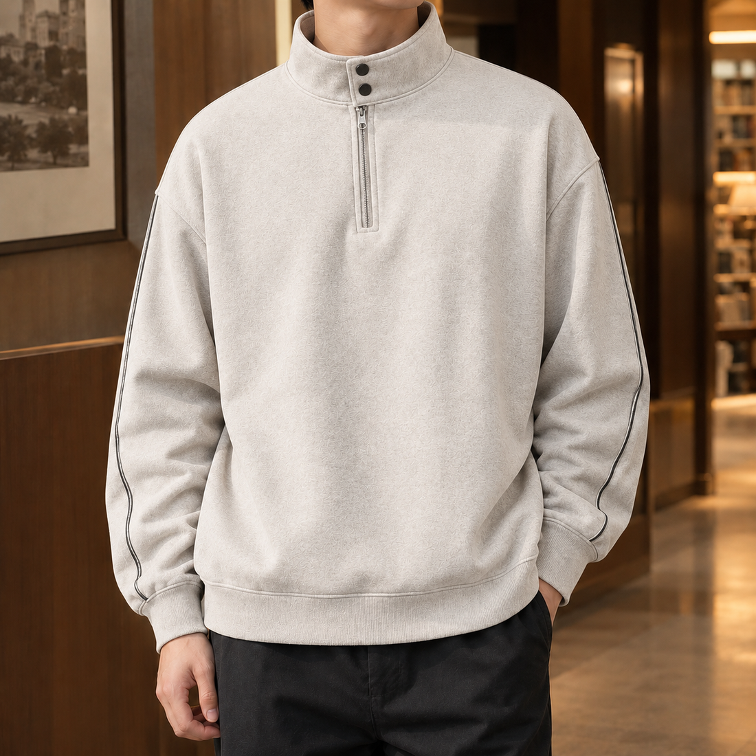Marcel Stand Collar Sweatshirt - Wheat