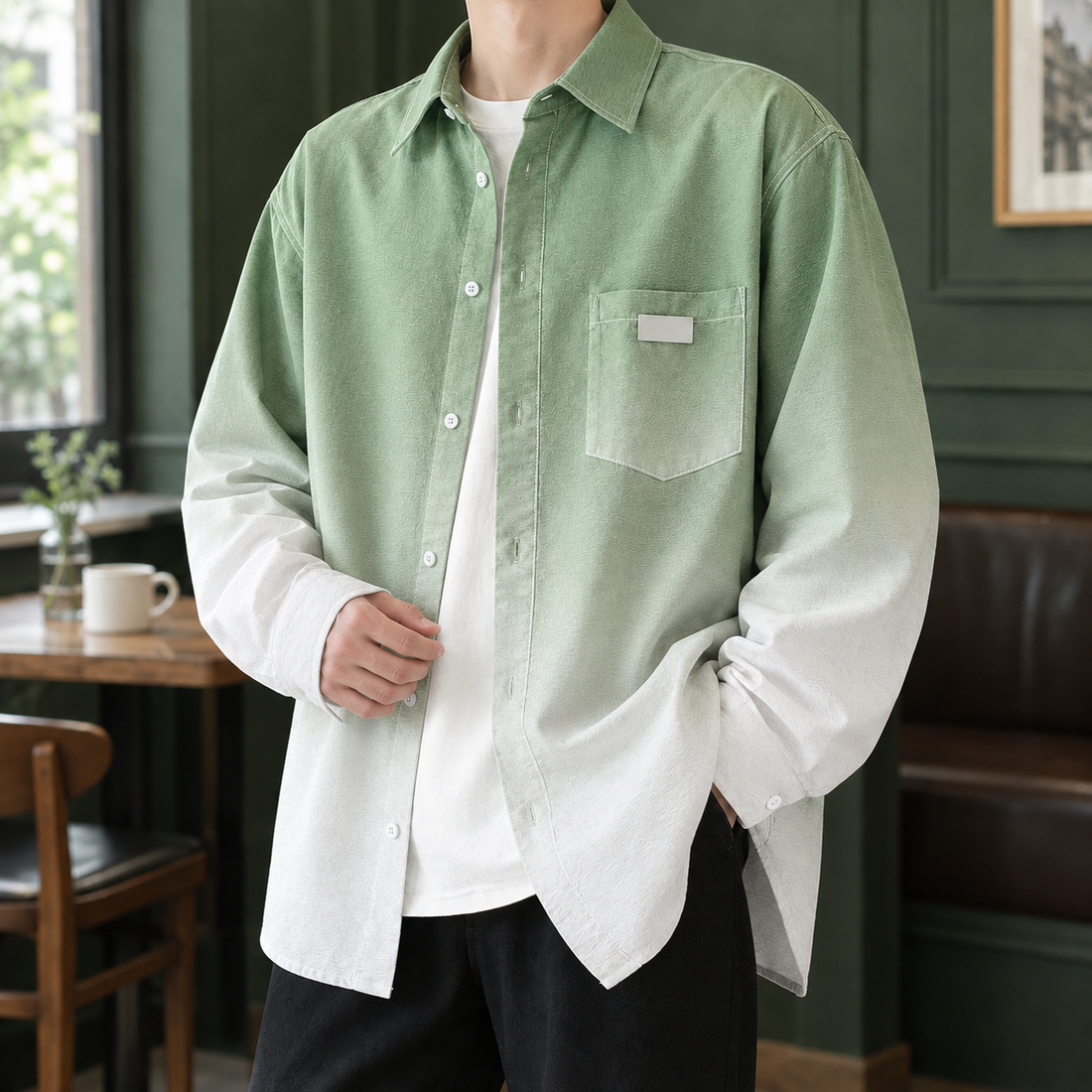 Knox Gradient Overshirt - Green