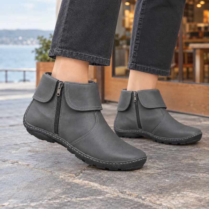 Farina-Torino Zip Ankle Boots - Gray