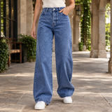 Azalea Wide Leg Jeans - Vintage Blue