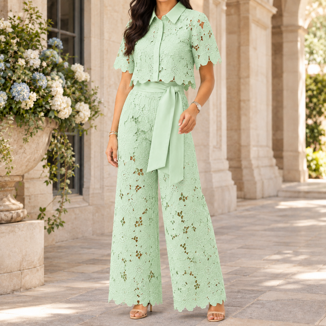 Fenna-June Wide-Leg Set - Green