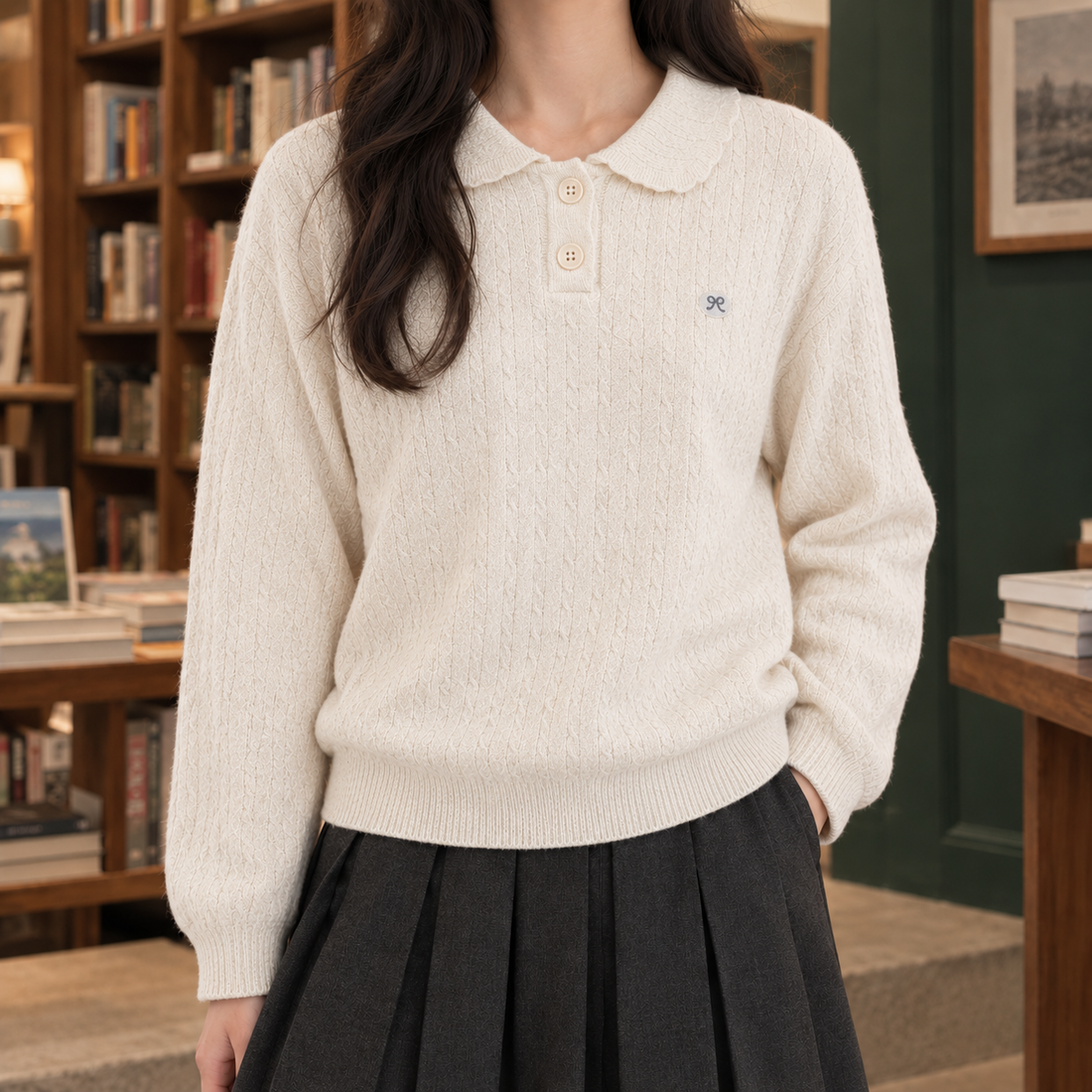 Scarlett Polo Sweater - Apricot