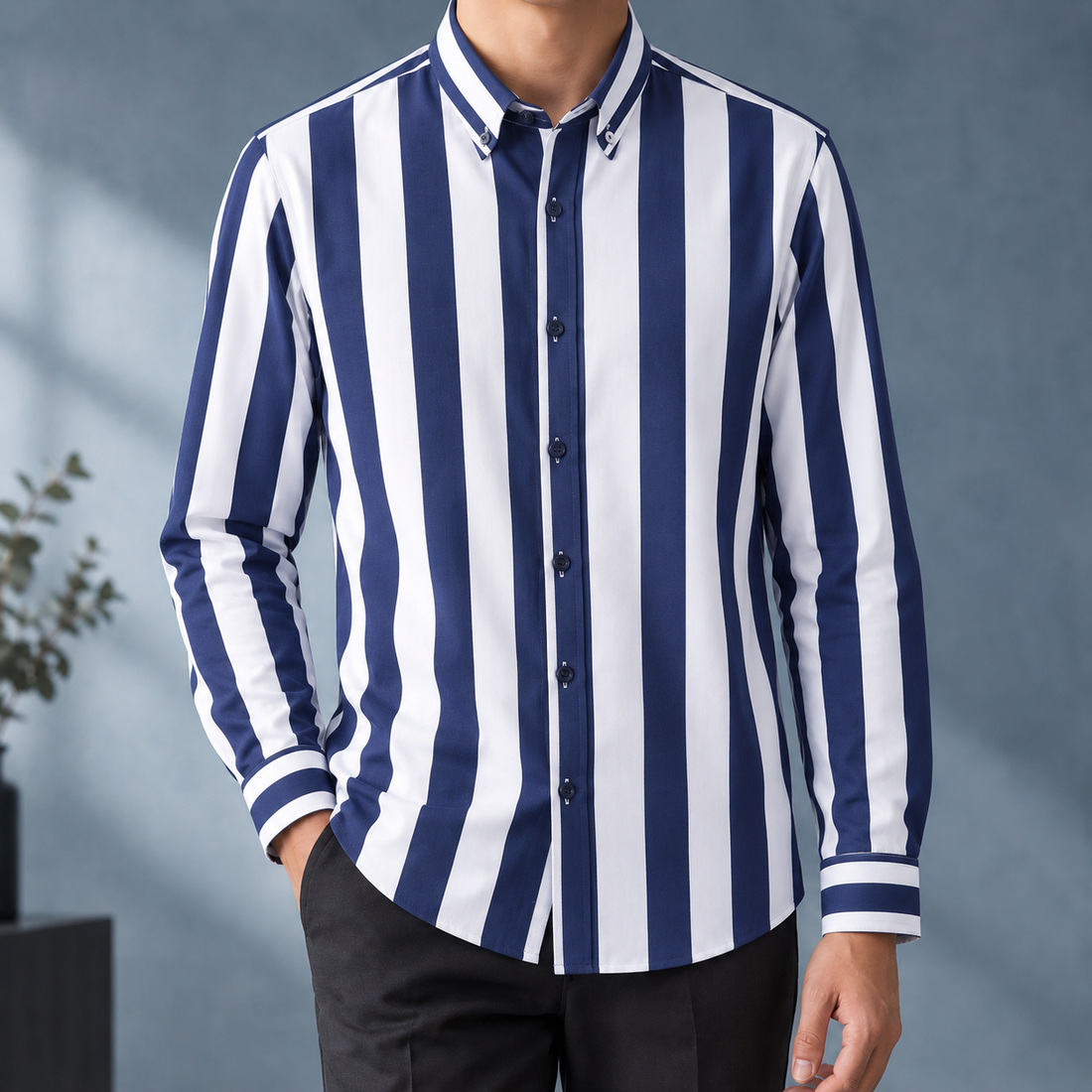 Dario Striped Shirt - Navy White