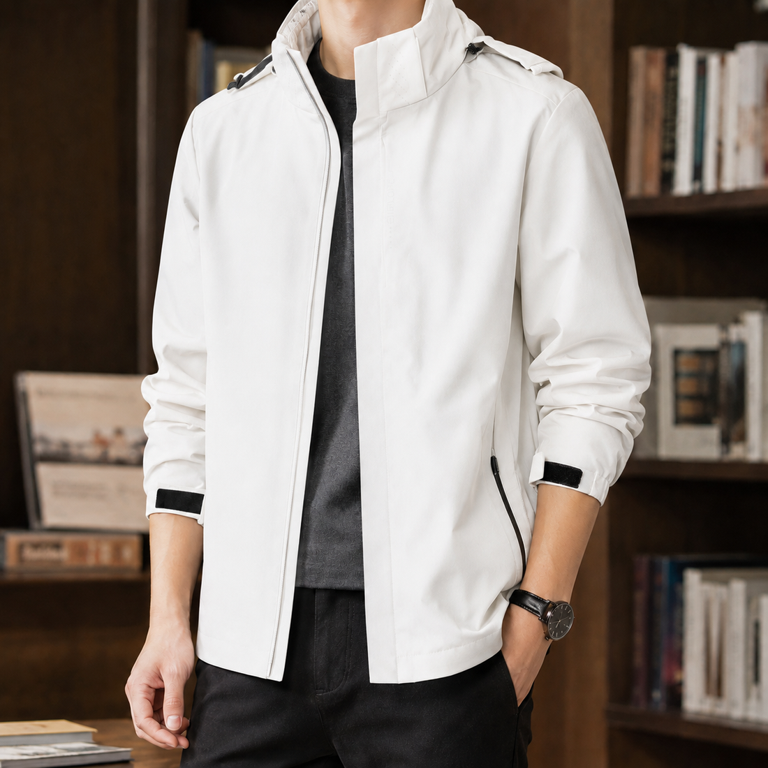 Erasmus Stand Collar Jacket - Men's Model-white