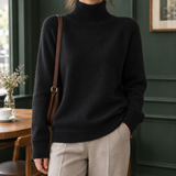 Rosalind-Pearl Ribbed Turtleneck Sweater - Black