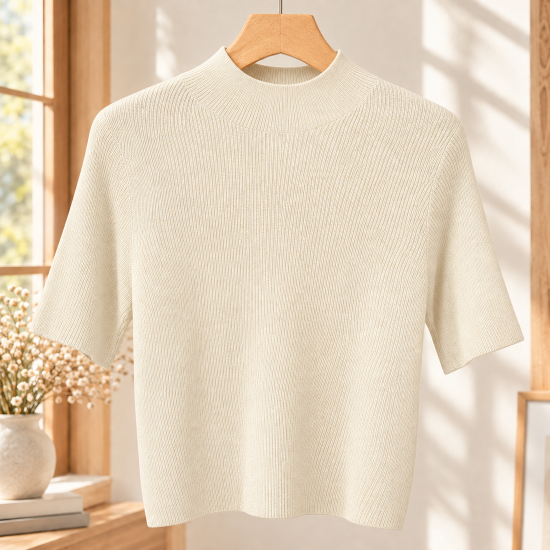 Quinn Mock Neck Top - White