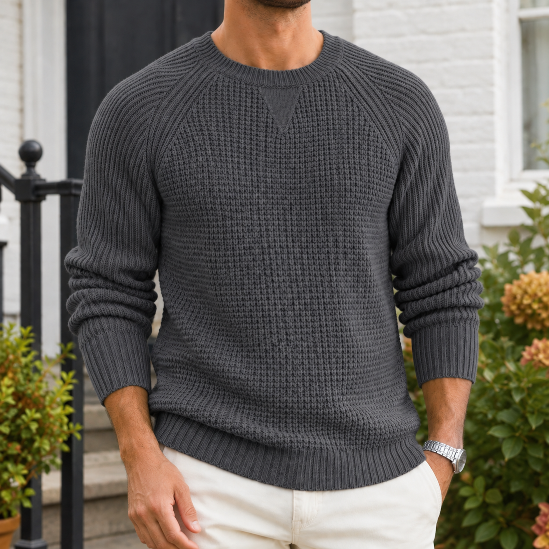 Lucian Crew Neck Sweater - Dark Gray