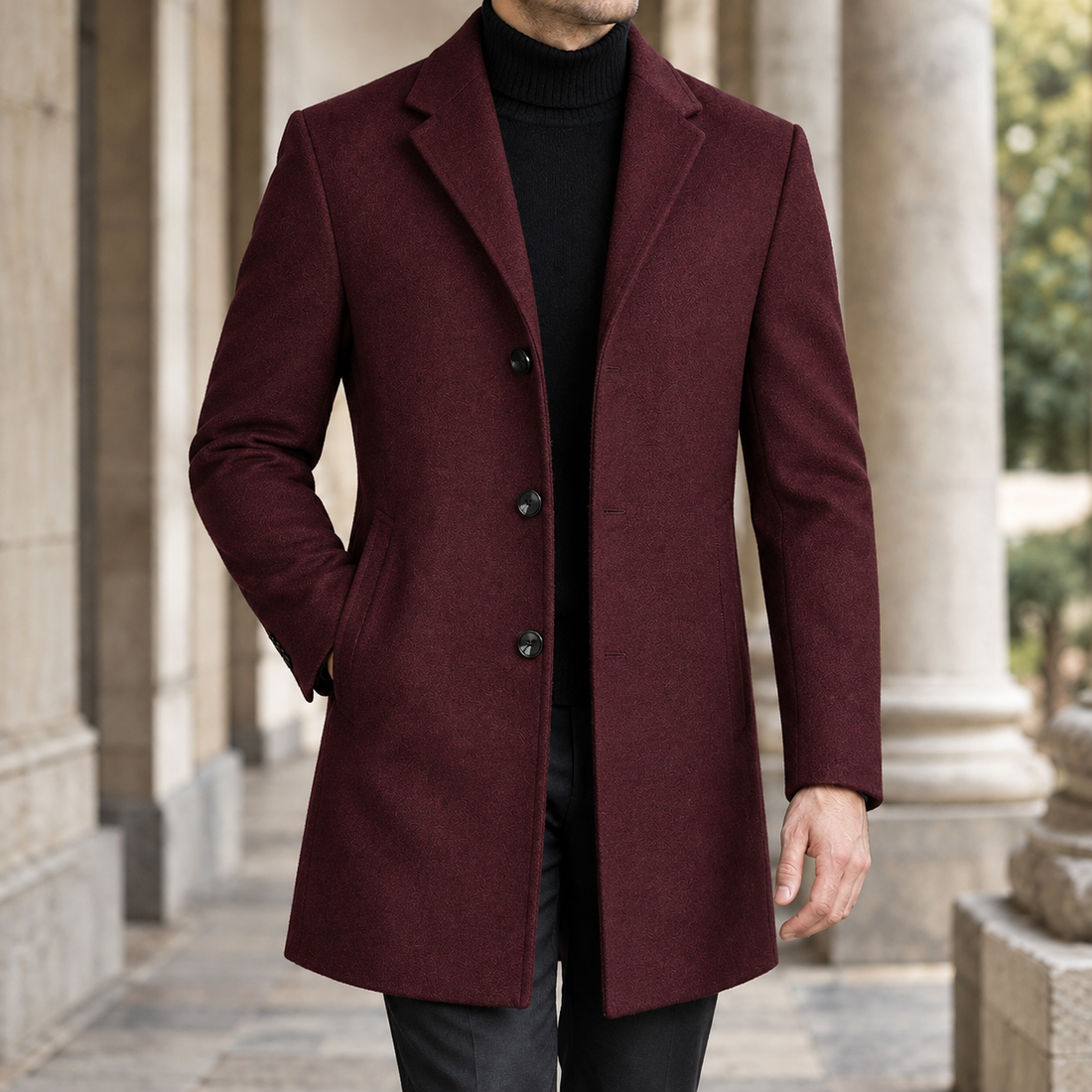 Blake Tailored Coat - Wine Red