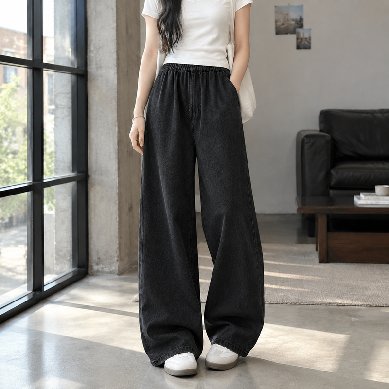 Ursuline Wide Leg Jeans - Black