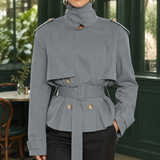 Serena-Rose Belted Jacket - Gray