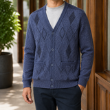 Lambert Argyle Sweater - Navy Blue
